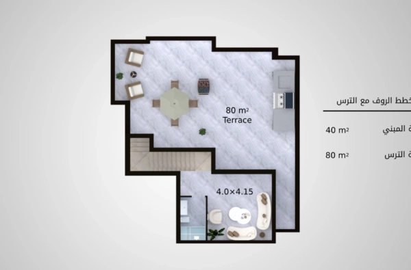 رسم مخطط روف شقة شمالية الخداش للاسكان بركة ٢٤ حي المنصور الجبيهة